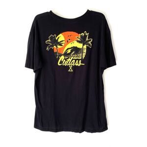 Cutlass Mens Black Beach Graphic Print Short Sleeve T-shirt size large